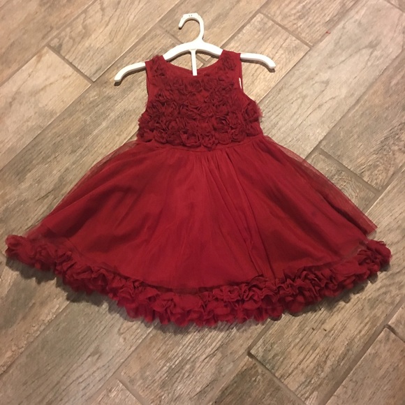 Next Direct Girls rosette Christmas Red Dress. - Picture 2 of 4